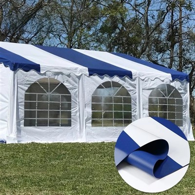 Zonneschoot wit gestreepte zeilt tent